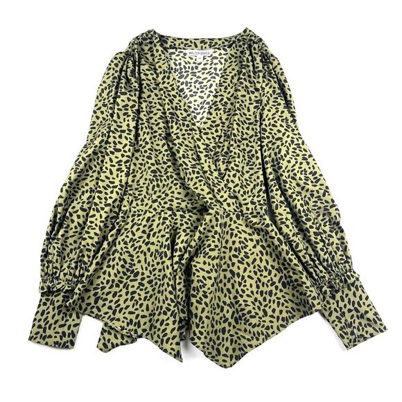 Walter Baker Animal Print Surplice Fit Flare Blouse - Picture 1 of 3
